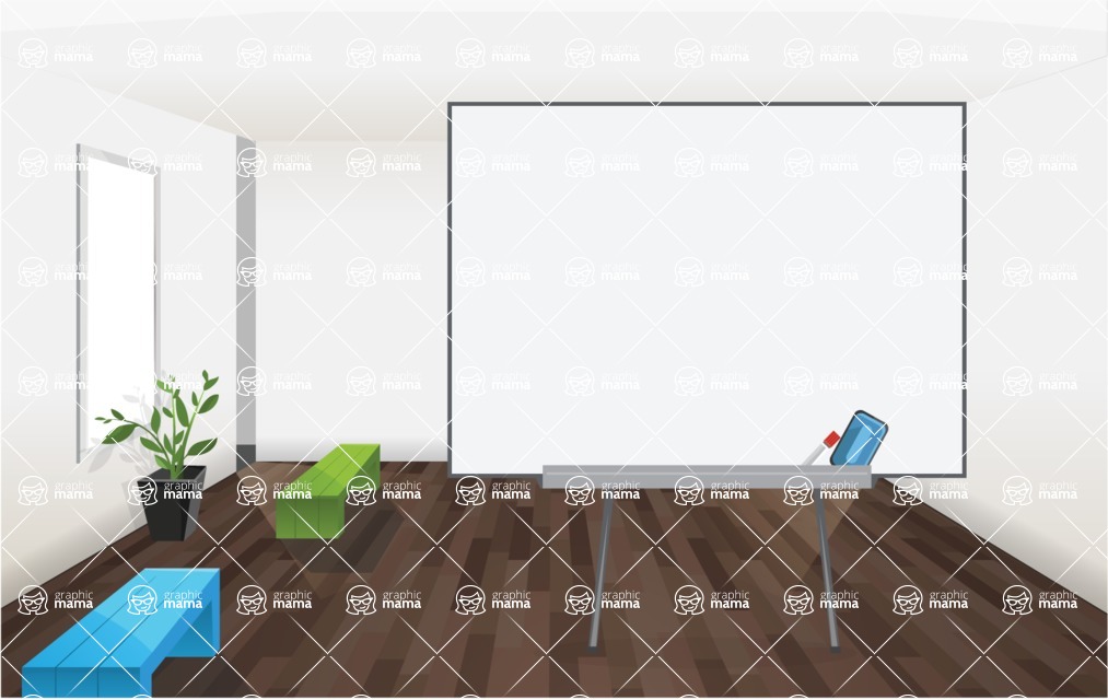 Room Backgrounds Vector Collection - Room with Whiteboard Vector Background